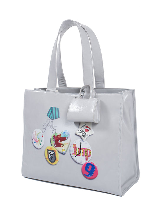 Badge printed high capacity tote bag
