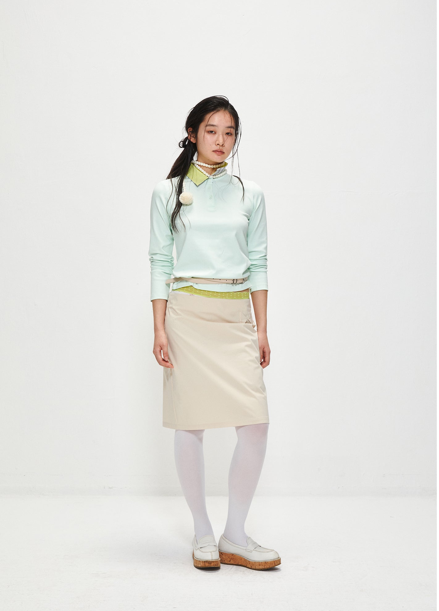 Bow windbreaker-fabric skirt