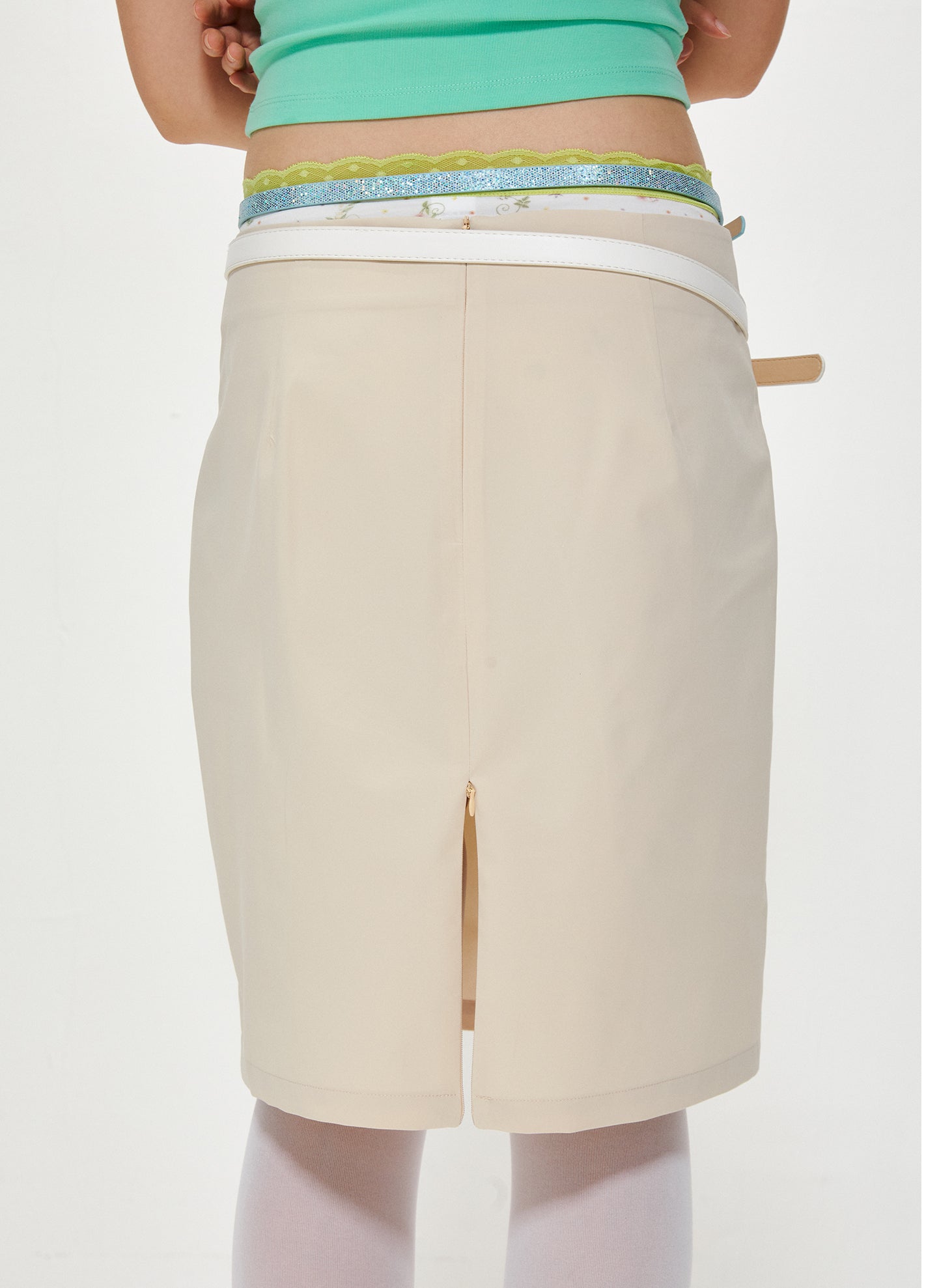 Bow windbreaker-fabric skirt