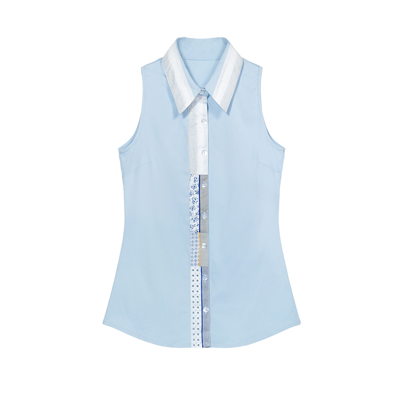Pattern collage blue shirt vest