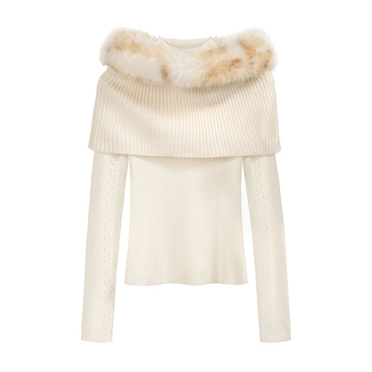 9266studio Detachable wool collar, wool knit long sleeves