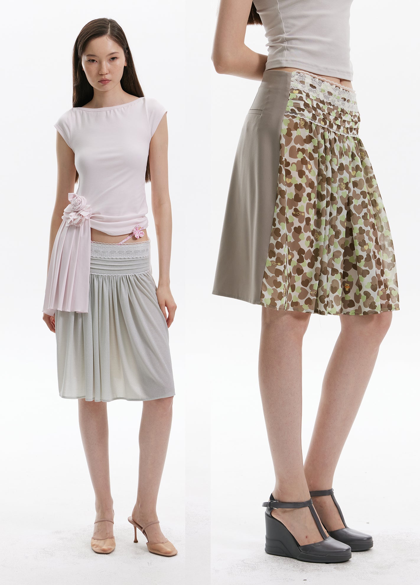 Front and back splicing skirt A-line skirt ﻿