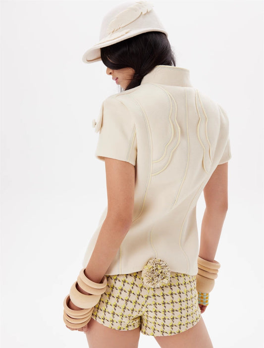 Wing flap woolen top