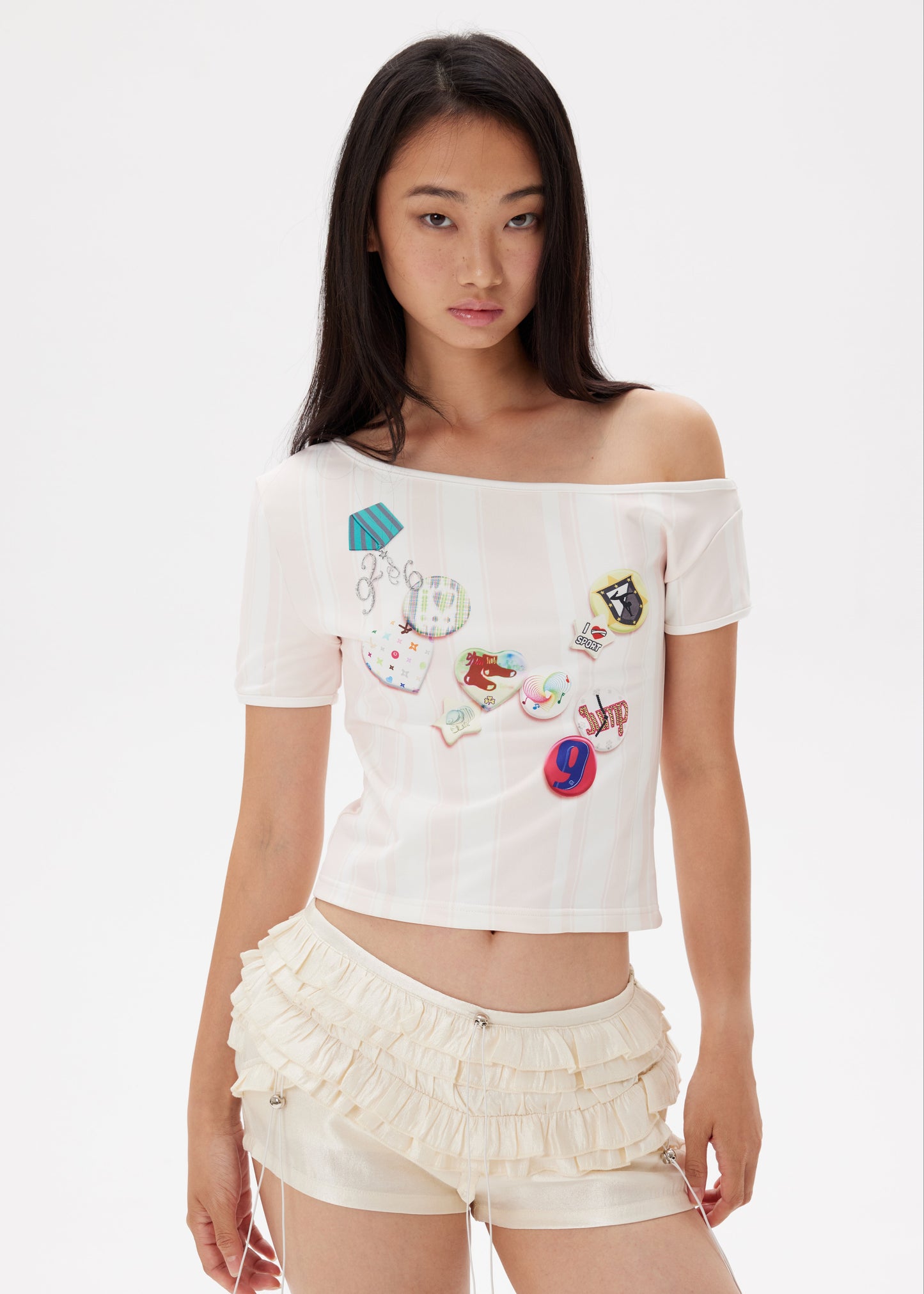 Satin pleated cake shorts ﻿