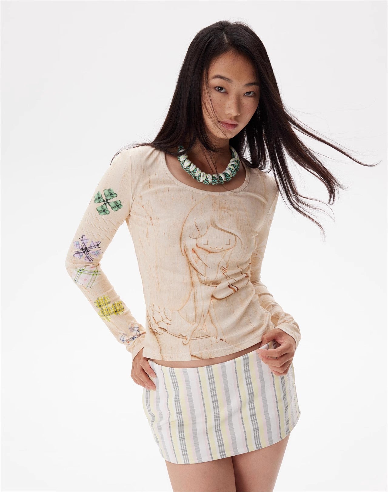 Wooden carving patterns Long Sleeve T-shir