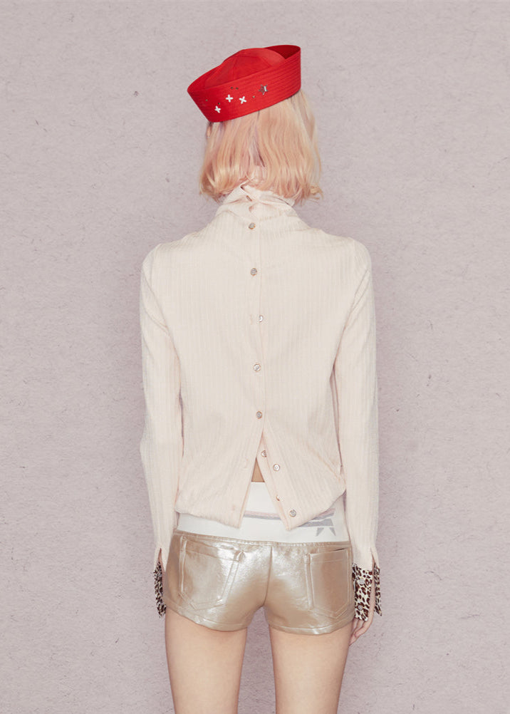 Deconstructed knitted leopard shirt